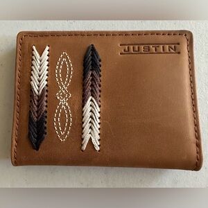 Justin Boots Leather RFID Card Wallet With Gusset NWT
